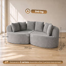 Divano 3 Posti Senza Struttura 207x107x62 cm con 6 Cuscini in Ciniglia Grigio Chiaro      