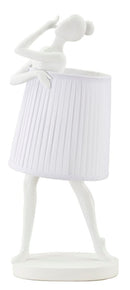 Lampada Ballet 29x25x62,5 cm in Resina e Ferro e Tessuto Bianco      