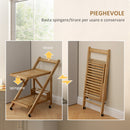 Carrello da Cucina Portavivande Pieghevole 66x40x70 cm a 2 Livelli con Portabottiglie in Legno di Bambù   