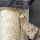 Scaletta per Cani e Gatti a 4 Gradini 60x40,5x59 cm con Rivestimento in Peluche e Pali Graffiatoio in Sisal Grigio      