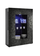 Mobile Vetrina 2 Ante 120x42x166 cm in Legno TFT Praga Nero Lucido