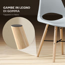 Set 2 Sedie da Pranzo in Stile Nordico con Schienale Curvato in Plastica e Legno Grigio 