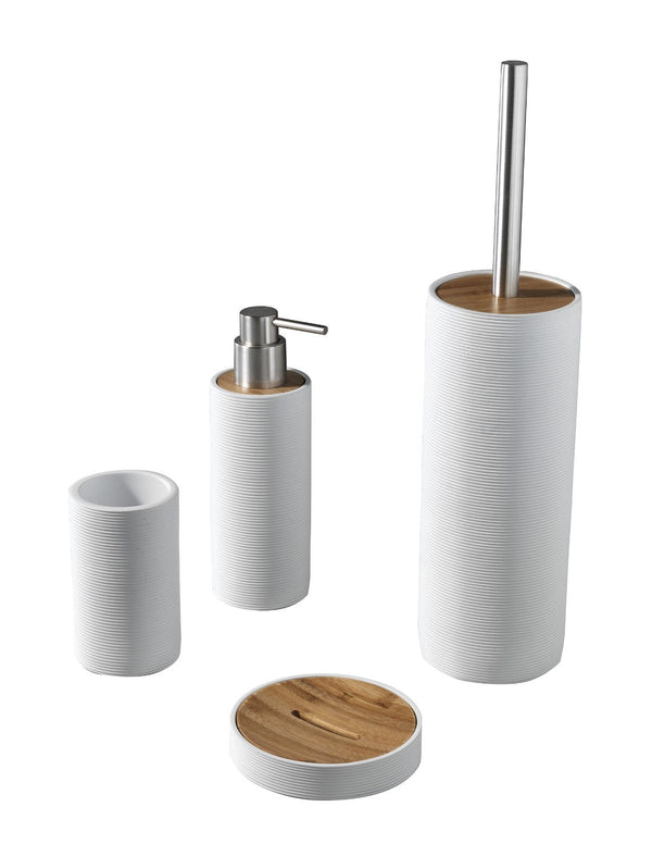 Set mit 4 Badezimmer-Accessoires in TFT-Accessoires weiß gestreift und Bambusharz online