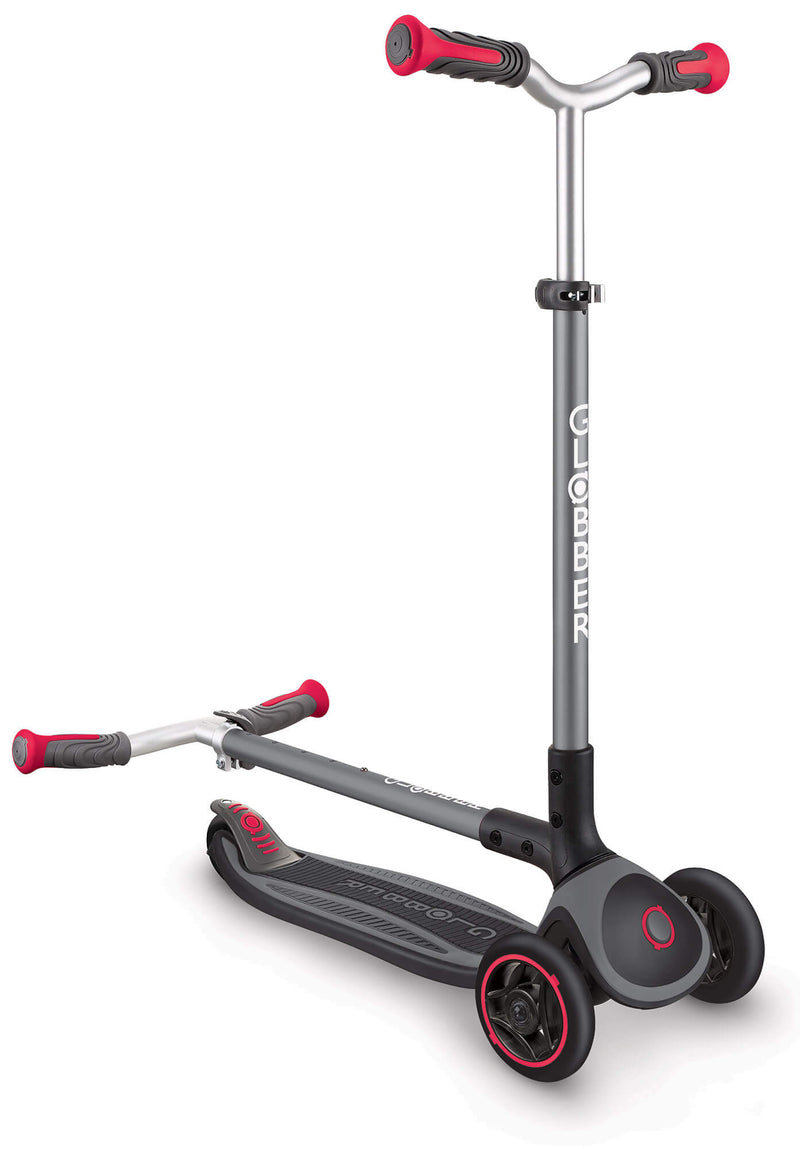 Monopattino 3 Ruote Pieghevole 5 Altezze Max 50 Kg Globber Master Grigio e Rosso