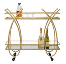 Carrello Ribbon 80x40x75 cm in Ferro MDF e Specchio Oro