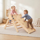 Gioco da Arrampicata per Bambini 147x64,5x63 cm con Triangolo e Pannello Scivolo ed Arrampicata in Legno di Pino Color Legno      