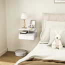 Comodino Sospeso 35x32x22,5 cm con Cassetto e Ripiano Aperto in Legno Bianco  