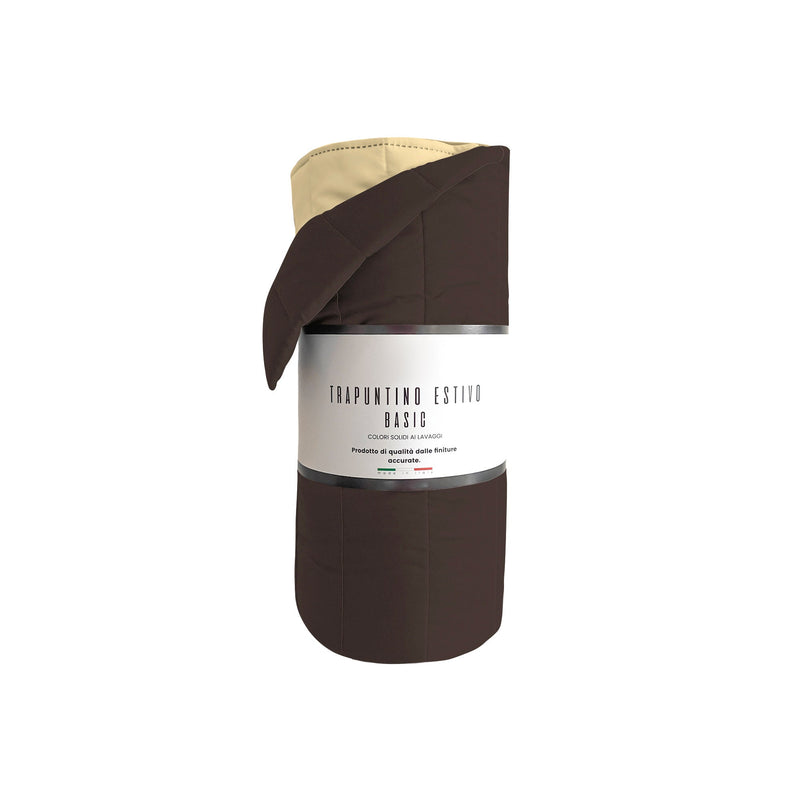 Trapuntino Double Face Estivo 100gr Tinta Unita in Microfibra Marrone/Panna Varie Misure