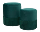 Puff Contenitore Lines Coppia Verde Ø35x42-30x32 cm in Legno e Spugna e in Ferro e Poliestere Verde