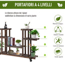 Scaffale Portavasi 4 Livelli 123,5x33x80 cm in Legno Carbonizzato