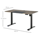 Scrivania con Regolazione Altezza Elettrica 140x70x72-116 cm in Metallo e Truciolare Teak e Nero