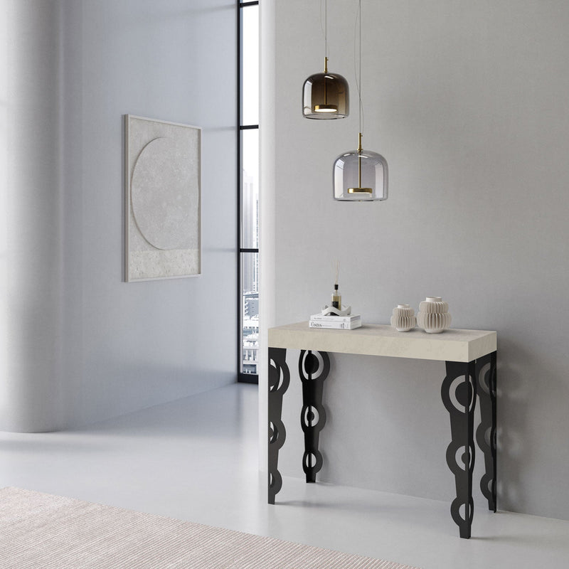 Consolle Allungabile 90-300x40x77 cm Karamay Cashmere Telaio Antracite 