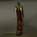 Angelo metallo con ghirlanda rosso con led cm 26,7x12xh81,3