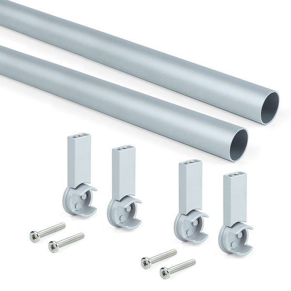 2er-Set Kleiderstangen für runde Kleiderschränke 95 cm in Emuca Metallic Grey Aluminium prezzo