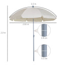 Ombrellone da Giardino Ø2,2 m Palo Ø28 mm in Metallo Tettuccio Inclinabile Bianco Crema