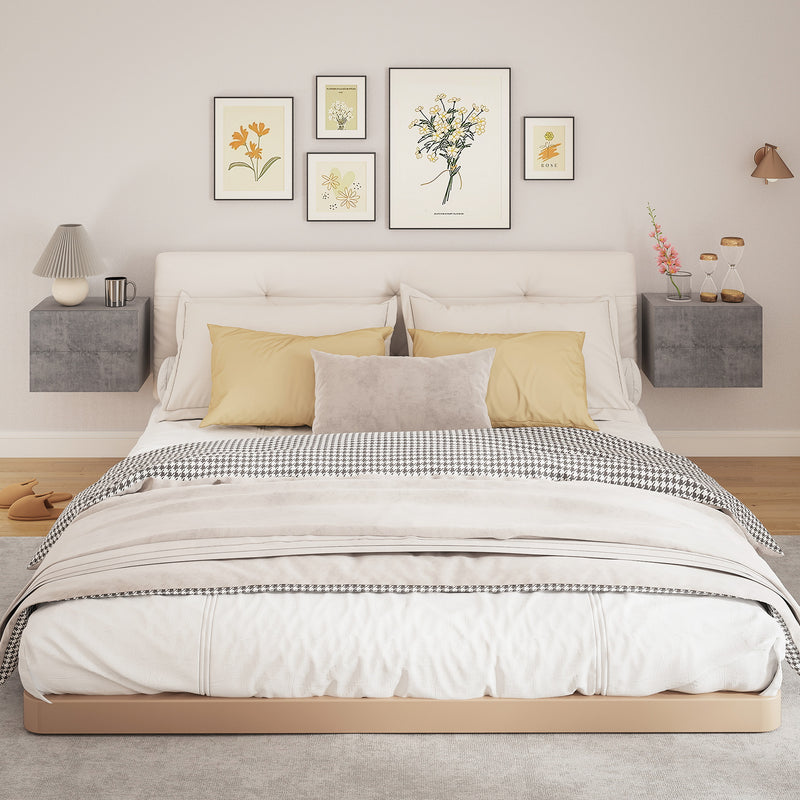 Set di 2 Comodini Sospesi Design Moderno 40x29x30 cm con 2 Cassetti Grigio Cemento 