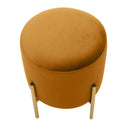 Pouf Ø35x42 cm in velluto nocciola con piedi ottone