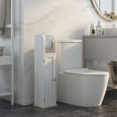 Mobile Bagno Stretto Salvaspazio 20x20x80 cm con Porta Carta Igienica Ripiani Regolabili in MDF Bianco      