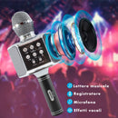 Microfono Karaoke Wireless con Luci Led Registra Canta e Riproduce Musica Nero