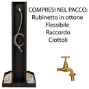 Fontana da Giardino Design a Colonna Ovale Rubinetto in Ottone e Base con Ciottoli Corten  
