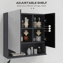 Specchio Armadietto da Bagno Pensile 2 Ante 55x17x55 cm in Legno Nero