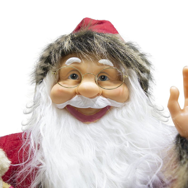 Pupazzo Babbo Natale H80 cm con Luci e Movimento Rosso