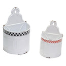 Set 2 Portatutto in metallo bianco rosso nero 