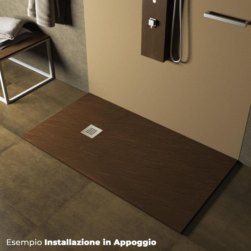 Piatto Doccia in Pietra  Pedrinelli Ardesia Stone Side Marrone Varie Misure