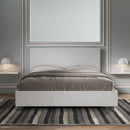 Letto Matrimoniale con Rete e Contenitore Alzata Comoda Struttura Bianco Frassico e Testata in Similpelle Level Bianco Varie Misure