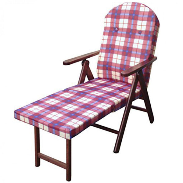 Sessel 4 Relaxpositionen Buche mit Kissen und Verlängerung 84/40x 60x100 h cm in roter Baumwolle online