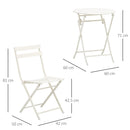 Set Tavolino e 2 Sedie Pieghevoli da Giardino in Acciaio Bianco