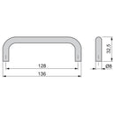 Maniglie per Mobile 8 mm Interasse 128 mm Acciaio Cromo Opaco 20 Pezzi Emuca
