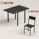 Set da Pranzo con Tavolo Allungabile 120x80x76 cm e 4 Sedie Impilabili in MDF e Metallo Nero      