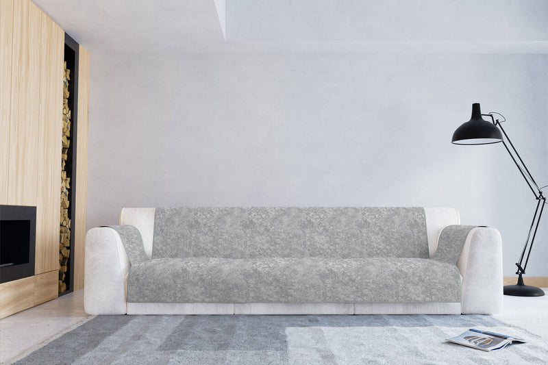 Copridivano con Copri Braccioli in Poliestere e Cotone Grigio Chiaro Varie Misure