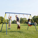 Altalena da Giardino 285x160x181 cm per Bambini 3 in 1 in Acciaio e PE Multicolore      