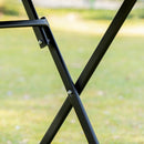Set Tavolo e 2 Sedie Pieghevoli da Giardino in Vetro Temperato e Metallo Nero