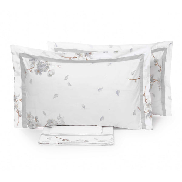 Doppellaken-Set oben und unten und Kissenbezüge mit Garrini Sophie Pearl Grey Print sconto