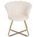 Sedia Relax con Schienale e Seduta in Velluto Beige Struttura Metallo