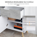 Mobile da Salotto 2 Armadietti 2 Ante e Cassetto 98x39x81,5 cm in Truciolato e Pino Grigio e Bianco