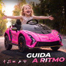 Macchina Elettrica Bambini 3-6 Anni 12V Licenza Lamborghini Autentica con 2 Motori Porta a Forbice Sospensioni Rosa      