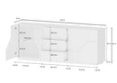 Credenza 4 Ante + 3 Cassetti 220,1x43x86 cm Alien Bianco Lucido