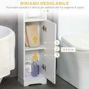 Mobile a Colonna 3 Ripiani Aperti e Armadietto a 2 Livelli Regolabile 23x18x100 cm in Legno Bianco 