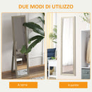 Specchio Verticale da Parete o da Terra 37x40x155 cm con Cornice in MDF Grigio