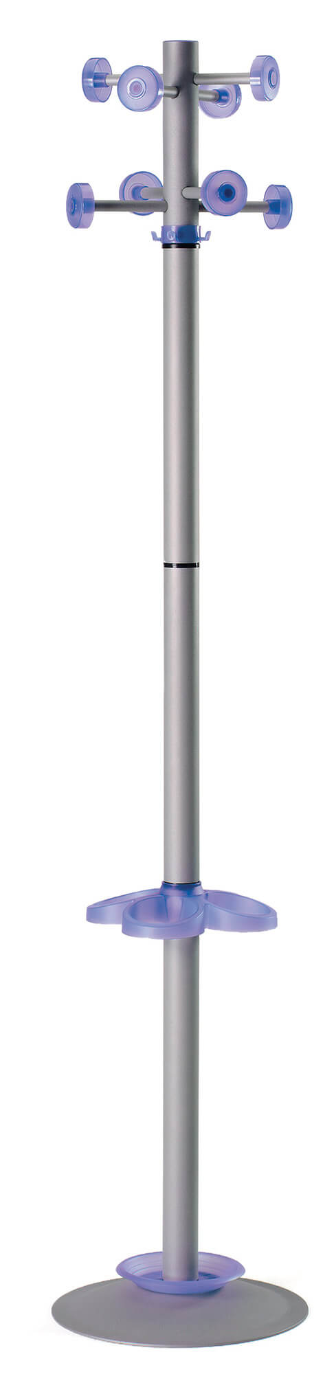 Appendiabiti da Terra Ø36x178 cm con Portaombrelli in Metallo Fumer Bennet Silver e Blu