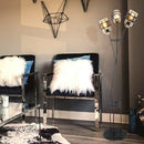 Lampada da terra Grande  in ferro intrecciato 3 luci in vetro