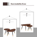 Set 2 Tavolini a Forma di Goccia in Legno Noce