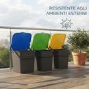 Set 3 Pattumiere 18 L con Apertura Push 32x29x34 cm per Raccolta Differenziata in Plastica Grigio Antracite      