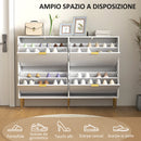 Scarpiera Slim con 4 Cassetti Ribaltabili per 20 Paia di Scarpe 105x24x91,5 cm Design Moderno in MDF Bianco  
