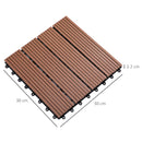 Pavimentazione da Esterno Incastrabile 11 Mattonelle 30x30x2.2 cm Marrone a Righe 