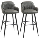 Set 2 Sgabelli da Bar con Schienale in Finta Pelle PU Grigio  